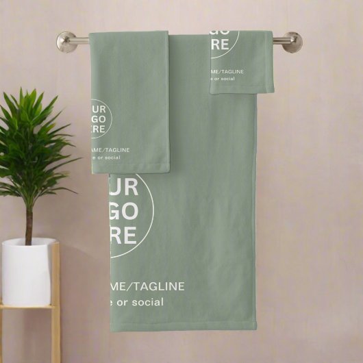 Logo und Text-Sage Grüne Werbeaktion Badhandtuch Set
