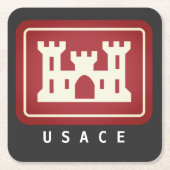 Logo und Text von USACE Rechteckiger Pappuntersetzer (Vorderseite)