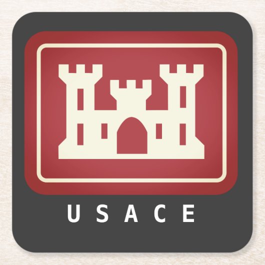 Logo und Text von USACE Rechteckiger Pappuntersetzer (Vorderseite)
