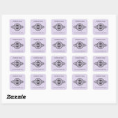 Logo und Website Custom Square Lavendel Quadratischer Aufkleber (Blatt)