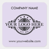 Logo und Website Custom Square Lavendel Quadratischer Aufkleber (Vorderseite)