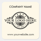 Logo und Website Custom Square Mandelcreme Quadratischer Aufkleber (Vorderseite)