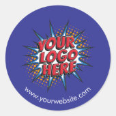 Logo und Website Hochladen Blue Round Stickers She (Vorderseite)