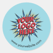 Logo und Website Hochladen Blue Round Stickers She (Vorderseite)