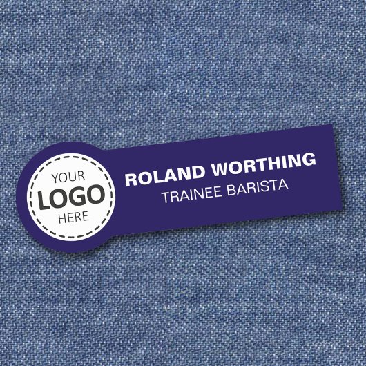 Logo-Upload - Blue Simple Modern Staff Namensschild