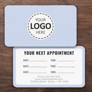 Logo Upload Modern Simple Appointment Baby Blue Visitenkarte