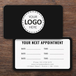 Logo Upload Modern Simple Appointment Black Visitenkarte