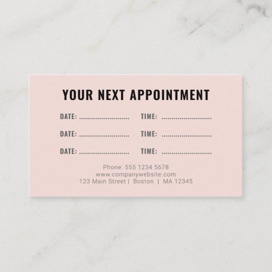 Logo Upload Modern Simple Appointment Blush Visitenkarte (Rückseite)
