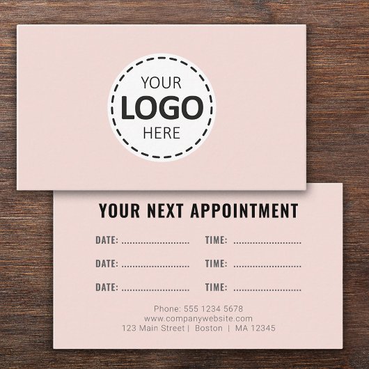 Logo Upload Modern Simple Appointment Blush Visitenkarte