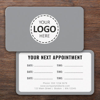 Logo Upload Modern Simple Appointment Gray Visitenkarte