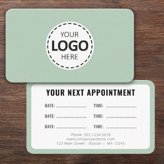 Logo Upload Modern Simple Appointment Olive Green Visitenkarte