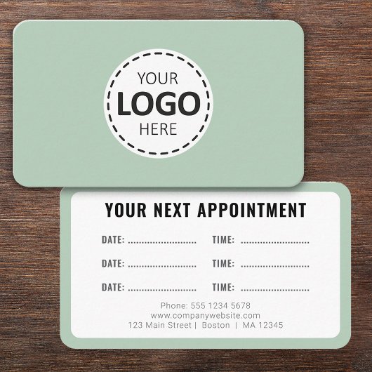 Logo Upload Modern Simple Appointment Olive Green Visitenkarte