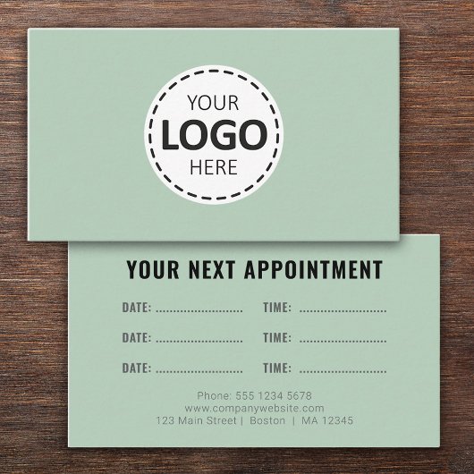 Logo Upload Modern Simple Appointment Olive Green Visitenkarte