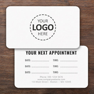 Logo Upload Modern Simple Appointment White Visitenkarte