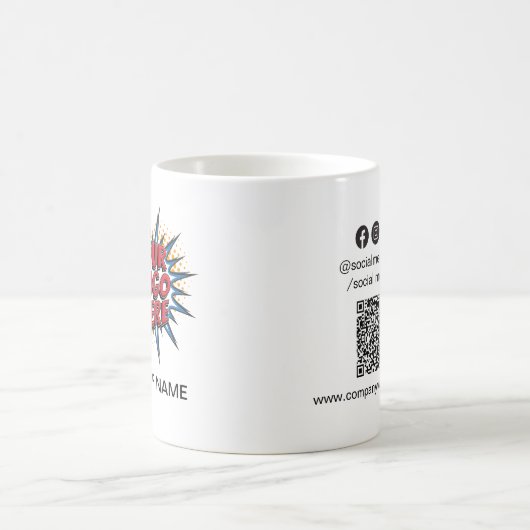 Logo-Upload, Name des Personals, QR-Code, Firmenma Kaffeetasse (Mittel)
