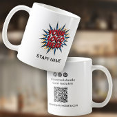 Logo-Upload, Name des Personals, QR-Code, Firmenma Kaffeetasse