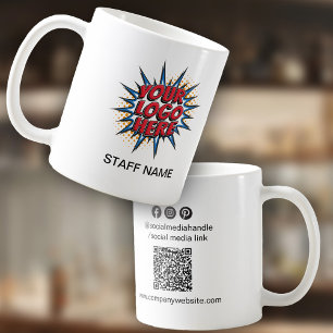 Logo-Upload, Name des Personals, QR-Code, Firmenma Kaffeetasse