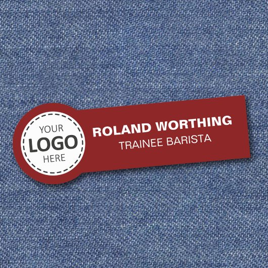 Logo-Upload - Red Simple Modern Staff Namensschild