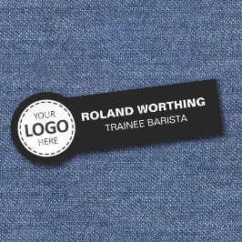 Logo-Upload - Schwarzes, einfaches und modernes Pe Namensschild