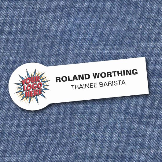 Logo-Upload - Weißes modernes Personal Namensschild