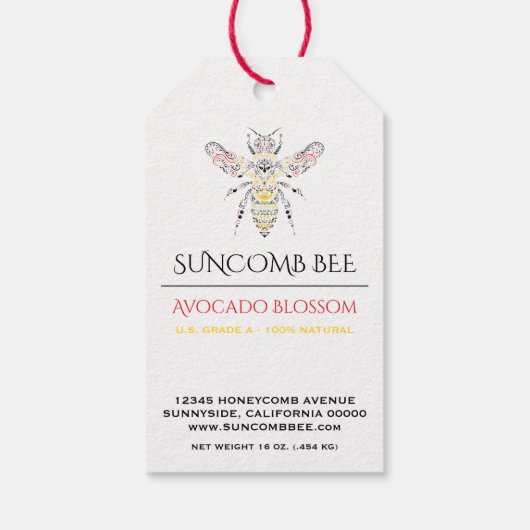 Logo "verziert Bee Custom Honey" Geschenkanhänger (Rückseite)