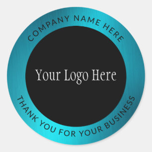 Logo Vielen Dank Business Aquamarin Metallic Runder Aufkleber