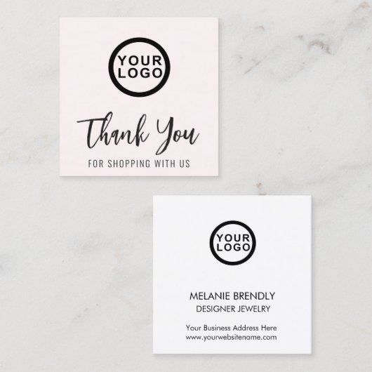 Logo Vielen Dank Elegante Modern Square Business C Quadratische Visitenkarte (Vorne/Hinten)