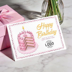 Logo Vintage Rosa Gelbe Torte Geschäfts Geburtstag Karte