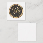Logo von Black Imitats Gold Foil Initials Company Mitteilungskarte (Vorne/Hinten)
