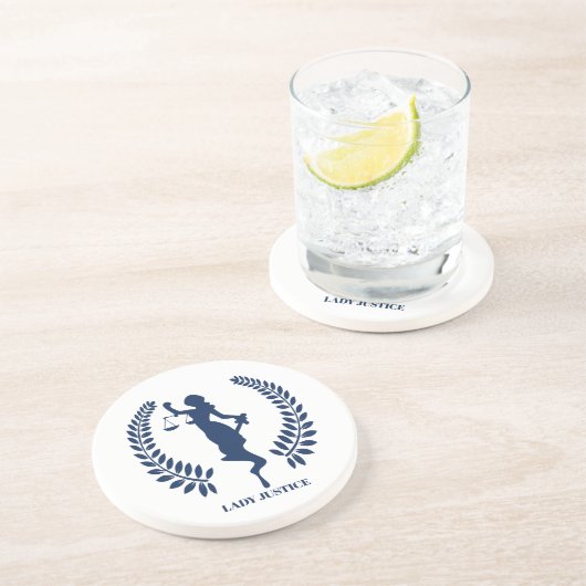 Logo von Blue Lady Justice Getränkeuntersetzer (Seite)