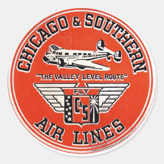 Logo von Chicago & Southern Air Lines Runder Aufkleber (Vorderseite)