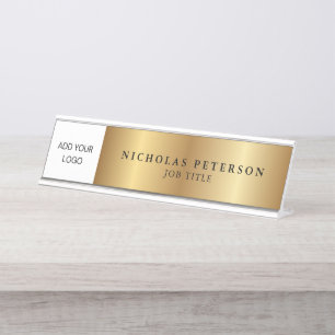 Logo von Metallic Gold Beruflich Führungskraft Com Schreibtischnamensplakette