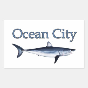 Logo von Ocean City Maryland (Mako-Hai) Rechteckiger Aufkleber