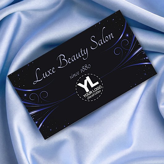 Logo-Vorlage Ausgeklügelter Blue Luxury Blüh Visitenkarte