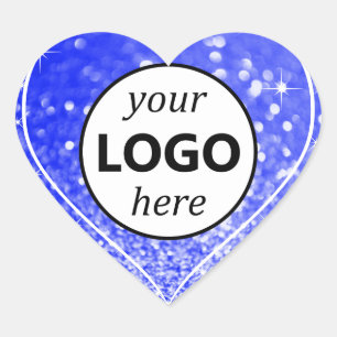 Logo-Vorlage Blaue Glitzer-Sparkle-Stars Herz-Aufkleber