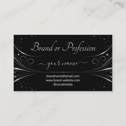 Logo-Vorlage Extravaganz Silver Luxury Geblüht Visitenkarte (Rückseite)