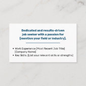 Logo-Vorlage für die klassische Jobsuche Einfach M Visitenkarte (Rückseite)