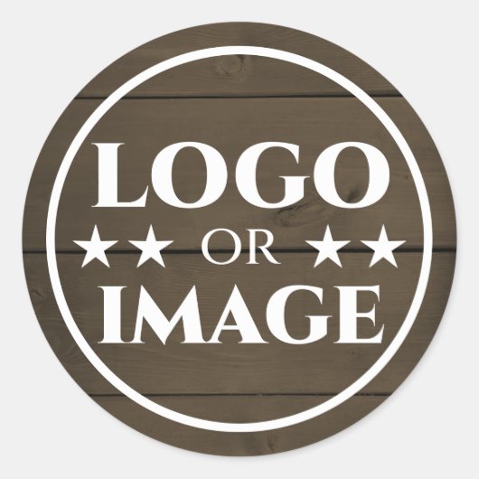 Logo-Vorlage für dunkle Holzkörbe-Holzplatten Runder Aufkleber (Vorderseite)