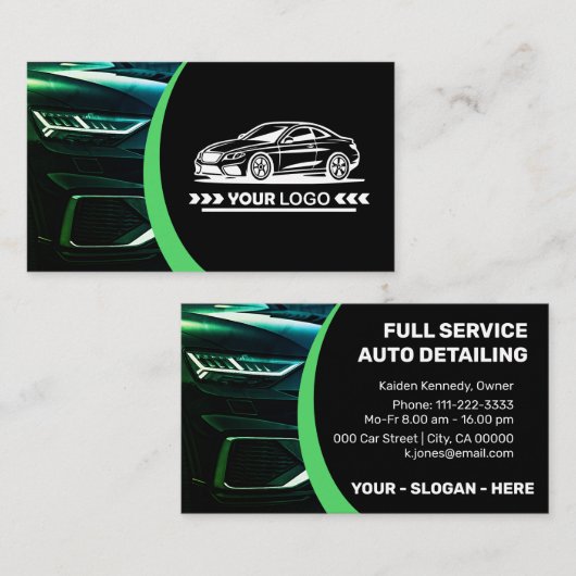Logo-Vorlage Green Car Service-Auto Visitenkarte (Vorne/Hinten)