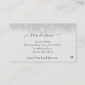 Logo-Vorlage Hübscher weißer Silber-Glitzer-Regen Visitenkarte (Rückseite)