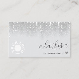Logo-Vorlage Hübscher weißer Silber-Glitzer-Regen Visitenkarte