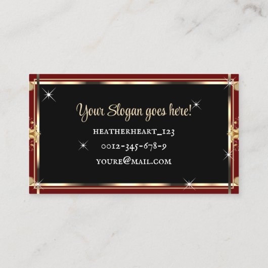 Logo-Vorlage Luxus Chic Black Gold Wine Red Visitenkarte (Rückseite)