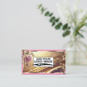 Logo-Vorlage Luxus Chic Gold Rosa Blume Visitenkarte (Stehend Vorderseite)