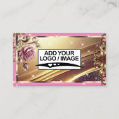 Logo-Vorlage Luxus Chic Gold Rosa Blume Visitenkarte (Vorderseite)