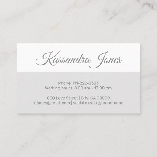 Logo-Vorlage Minimalistisch Schlichte Graue und we Visitenkarte (Rückseite)