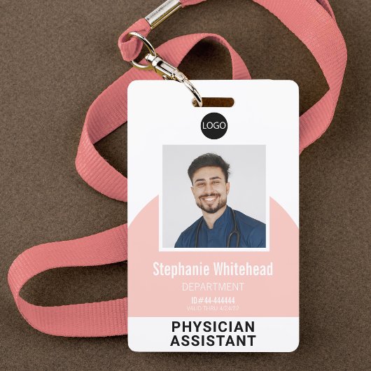 Logo-Vorlage Name des Mitarbeiters Foto-ID Rosa Ausweis