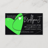 Logo-Vorlage Neon Green Liebe Herz für Crafters Visitenkarte (Rückseite)