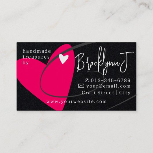 Logo-Vorlage Neon Pink Liebe Herz für Crafters Visitenkarte (Rückseite)