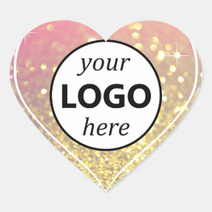Logo-Vorlage Rosa Rose Gold Glitzer Sparkle Stars Herz-Aufkleber