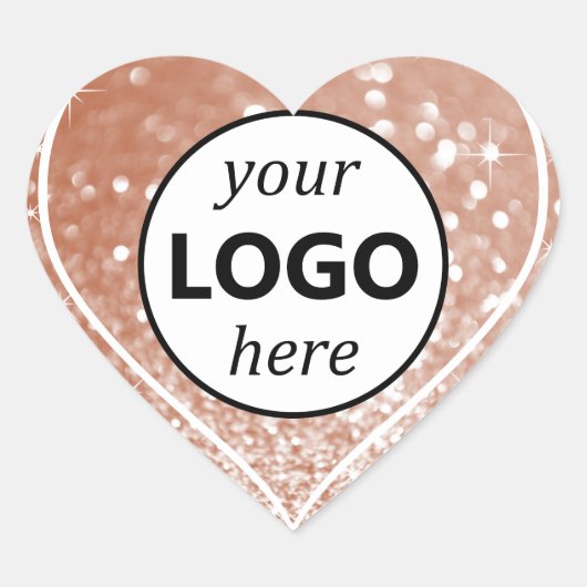 Logo-Vorlage Rose Gold Rosa Glitzer Sparkle Stars Herz-Aufkleber (Vorderseite)